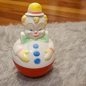 Vintage 1977 sanitoy rely poly wobble wobble musical clown toy‎